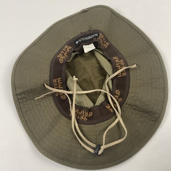 Peter Grimm Boonie Hat Adult OS Chin Strap Wide Brim Mesh Crown Canvas Green - Picture 5 of 8